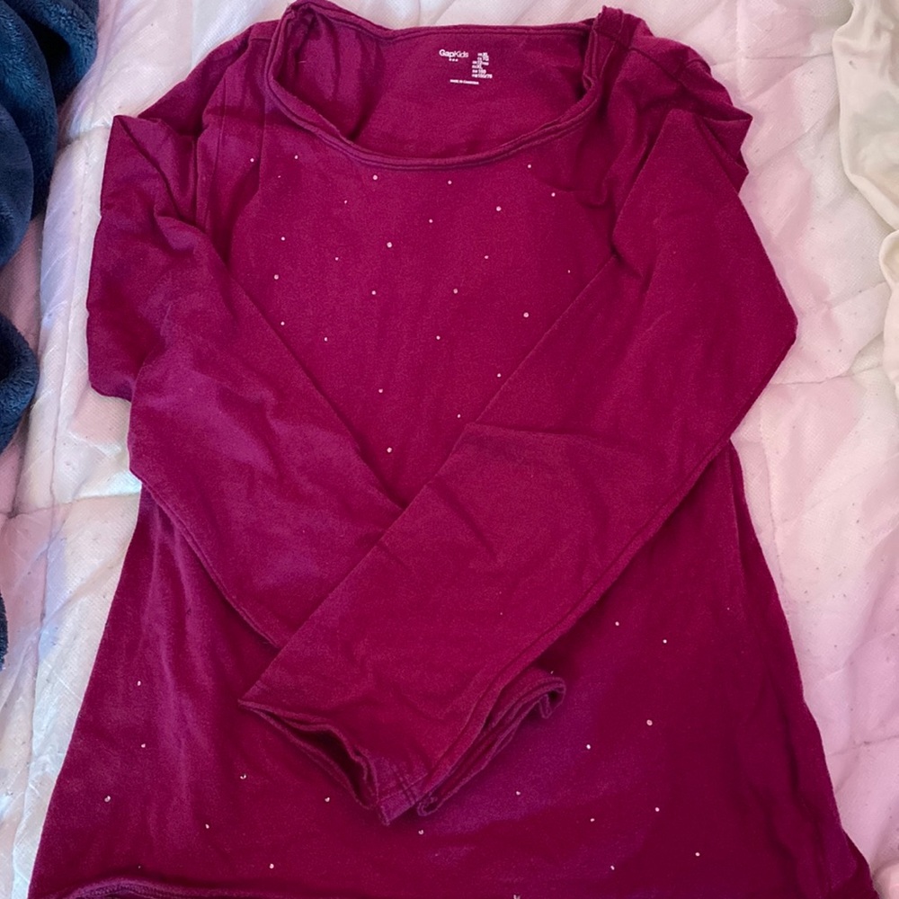 Gap Kids Purple Long Sleeve T-Shirt With Gems Size XL